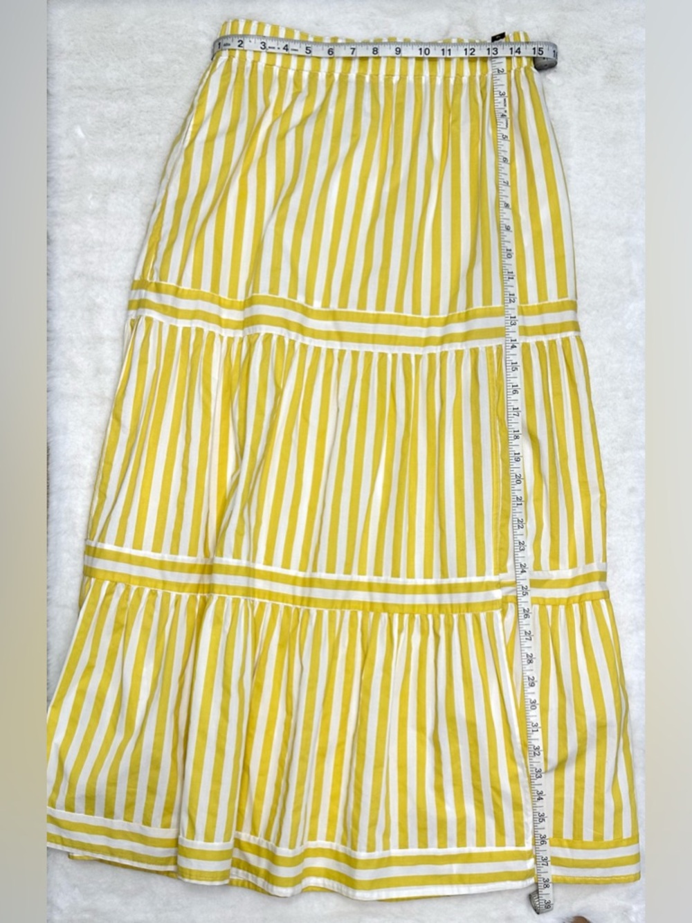Lucy Paris Striped Yellow Tiered Maxi Skirt Sz Medium Boho Beach Coastal Cowgirl - Picture 3 of 6